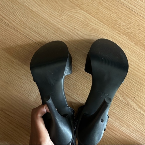 Nine West Black Leather Strap Stiletto Heels Women’s 7 - Picture 7 of 9